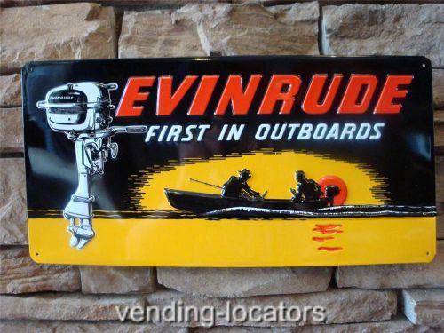 Evinrude outboard motor boat embossed metal johnson engine marine fishing yamaha