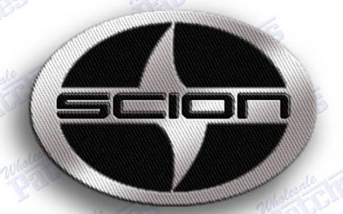 Scion - auto car iron on embroidery patch = 2.3 x 1.7 inches - 100% embroidered