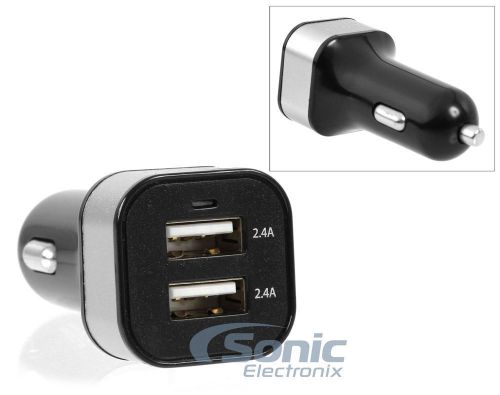 New! axxess axm-cla48sl dual usb car charger with silver accent strip