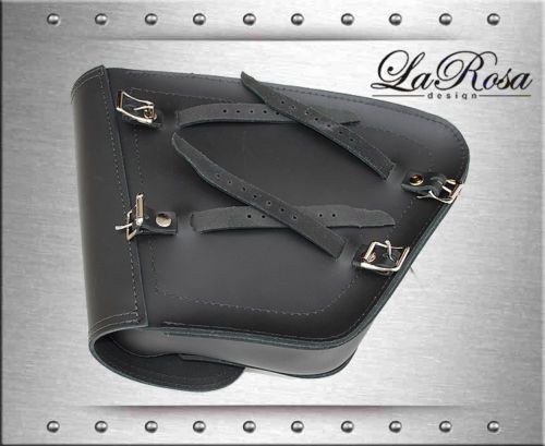 1985-2016 La Rosa Black Leather Harley Softail Rigid Left Saddle Bag + Tool Bag, image 4