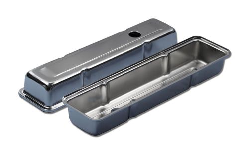 Small block chevy 58-86 chrome steel short valve cover 283 327 350 400 sbc