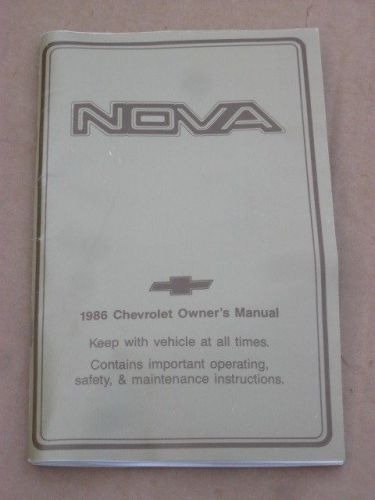 1986 chevrolet nova owner's manual original book   clean good shape  free ship