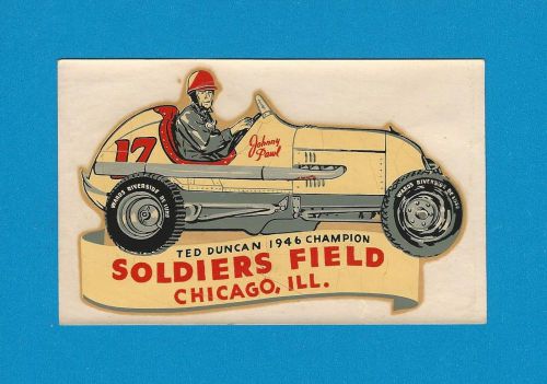Vintage original (nos) &#034;ted duncan 1946 champion&#034; soldiers field water decal art