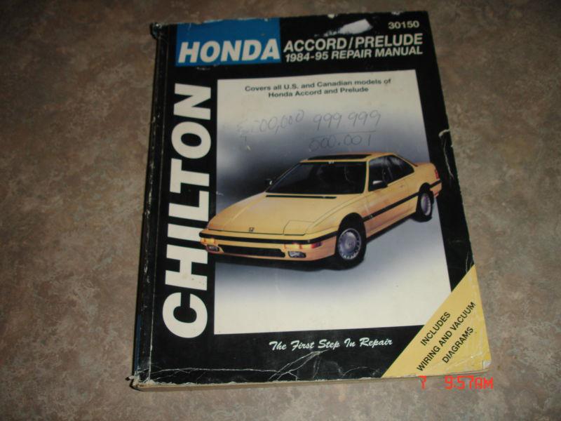 Chilton's 1984-1995 honda accord prelude repair manual 8255
