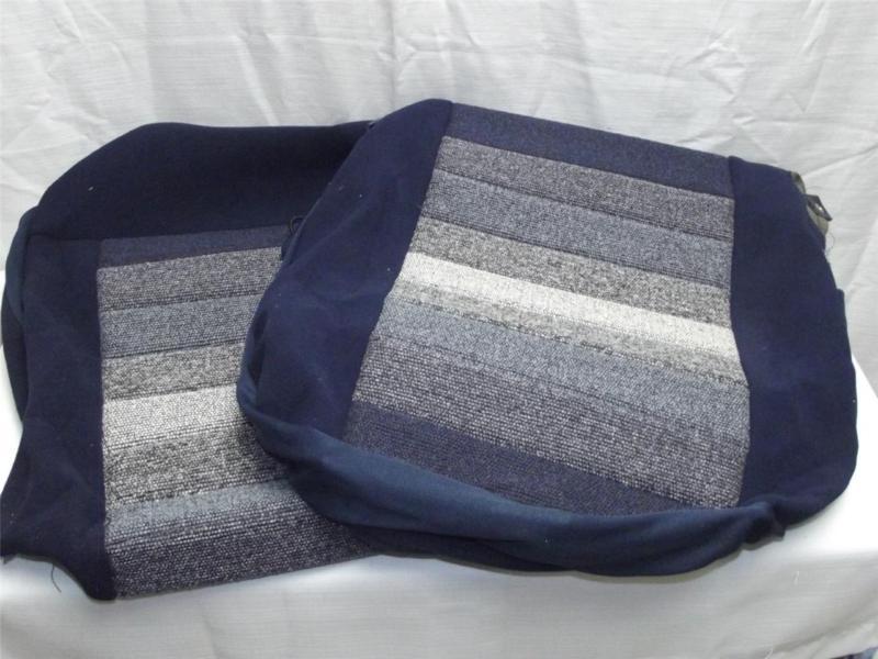 Standard high low back bucket seat covers, 1 pc slip on, s hook navy blue & grey