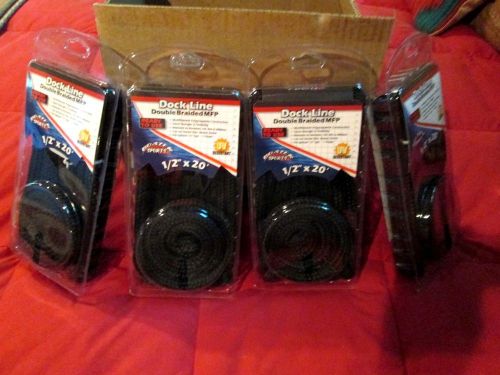 4 pack 1/2"x20' black double braided mfp dock line