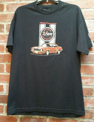 1969 chevy camaro z/28 pure muscle t-shirt black chevrolet gm l euc 69