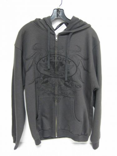 New victory mens situation full zip-up gray grey motorcycle hoody pockets sale