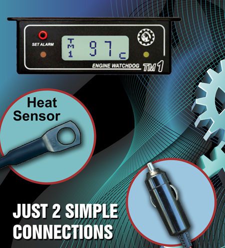 Engine watchdog tm1, temperature sensor/gauge, low coolant alarm, temp recorder