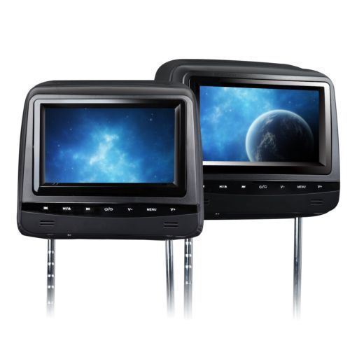 Pair 7&#034; digital screen touch button headrest dvd audio player ir fm transmitter