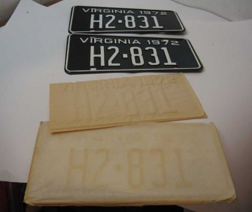 Pair never used 1972 va virginia license plates nos car truck
