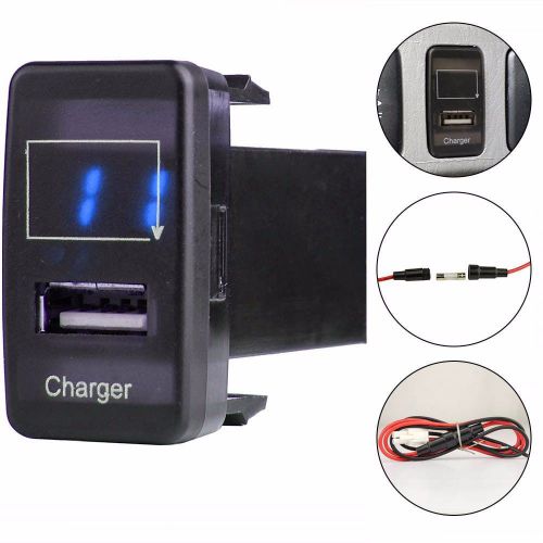 Car usb charger voltage voltmeter blue led light for toyota fj cruiser fortuner