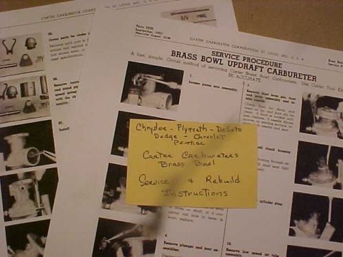 1929-31 desoto carter carburator parts sheets from carter