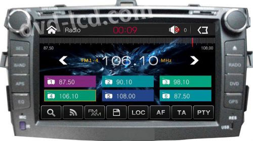 8" hd car dvd player radio gps navigation stereo bt tv toyota corolla 2007-2012