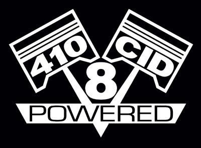 2 v8 410 cid engine piston decal set sticker emblems