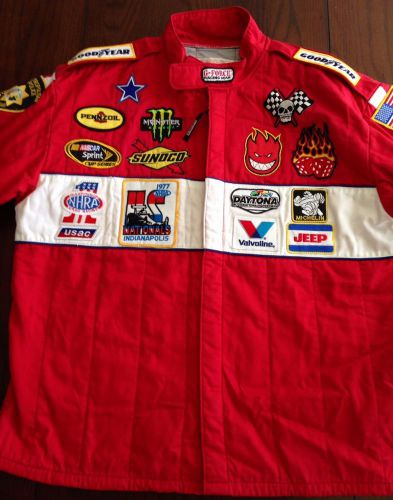 Rare g-force 4385xlgrd gf 505 red xlg triple layer racing jacket 'patched' lvms
