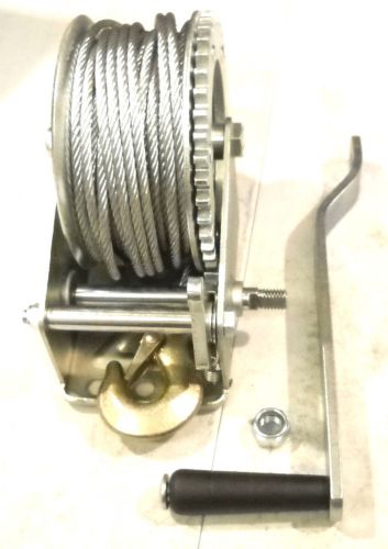 1,200 lb. hand winch with 3/16&#034; diameter x 65&#039; long heavy duty cable steel frame