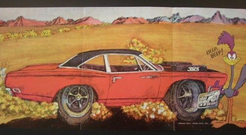 1969 plymouth roadrunner mopar nhra 3pg original foldout  car mag ad 1968 1970