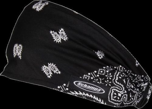 Schampa mini doo-z’s headwear - black ground, white small paisley