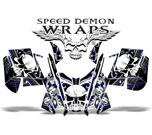 Polaris pro rmk "skullen" sled skull graphics wrap kit 2011-2015 sdw-1007 blue