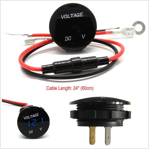 Dc12v mini round blue led panel digital voltage meter voltmeter display car boat