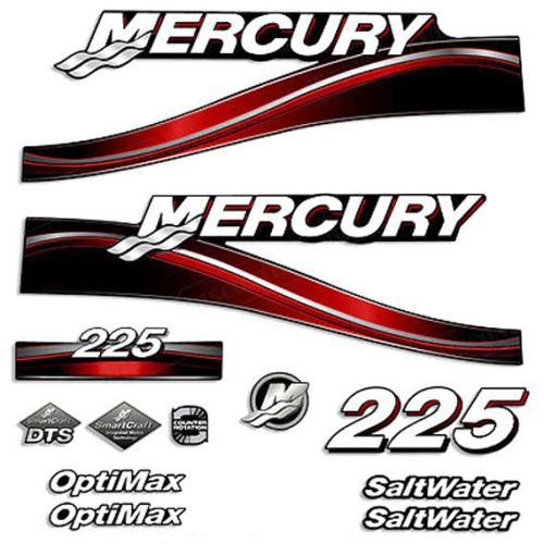 Mercury outboard decal sticker 225 hp optimax saltwater salt water red