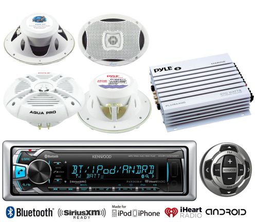 Marine 7.7&#034; &amp; 6x9&#034; speakers, kenwood bluetooth usb marine radio/remote,amplifier