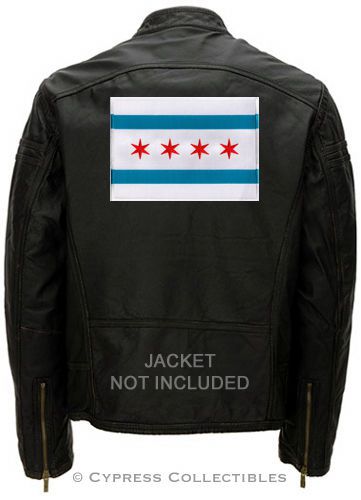 Large chicago biker patch iron-on embroidered motorcycle city flag illinois big