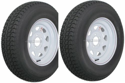 Two trailer tires &amp; rims st20575d15 f78-15 20575-15 15 lrc 5 lug white spoke