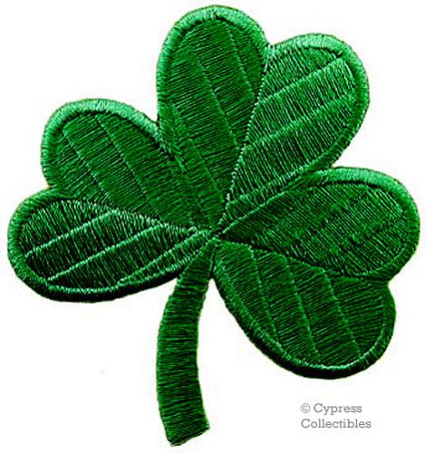 Irish biker iron-on patch - green shamrock lucky clover embroidered ireland new