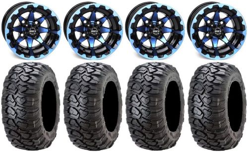Sti hd6 blue/black golf wheels 12" 23x10-12 ultracross tires yamaha