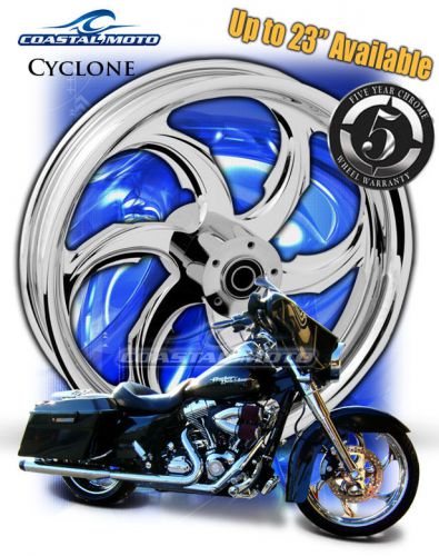 Coastal moto cyclone chrome 23&#034; motorcycle wheel harley baggers flh 08-up pm