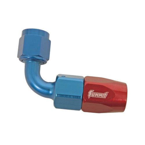 Summit 220687 hose end 90 deg -6 an hose to female -6 an aluminum red/blue each