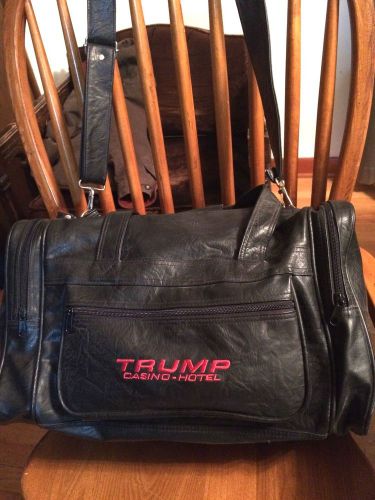 &#034;trump casino&#034; black leather carry-on tote bag  &#034;collectors item&#034;