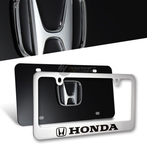 3d honda civic accord stainless steel front + back license plate frame authentic