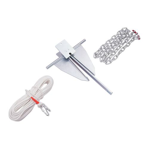 13Lbs Ship Anchor Kit Steel Heavy Duty Fluke Style Boat Anchor With 100ft Rope, US $100.02, image 4