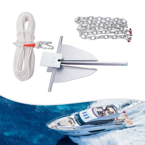 13Lbs Ship Anchor Kit Steel Heavy Duty Fluke Style Boat Anchor With 100ft Rope, US $100.02, image 13