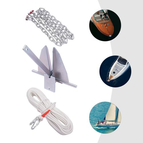 13Lbs Ship Anchor Kit Steel Heavy Duty Fluke Style Boat Anchor With 100ft Rope, US $100.02, image 15