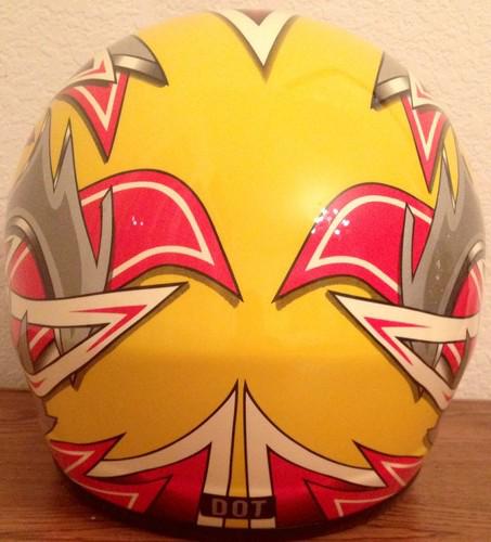 GLX Adult Solid Gloss Yellow Red Silver Flame DOT FULL FACE STREET HELMET M, US $2.04, image 4
