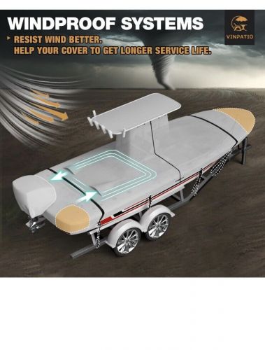 T Top Boat Cover, 900D Waterproof Center Console 16-18.5ft Marine Grade Fabric, US $140.00, image 5