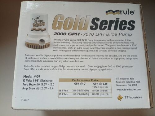 Rule 09 Gold Series 2000 GPH High Capacity 12V Bilge Pump / Rule #09 12v Pump, US $149.95, image 2