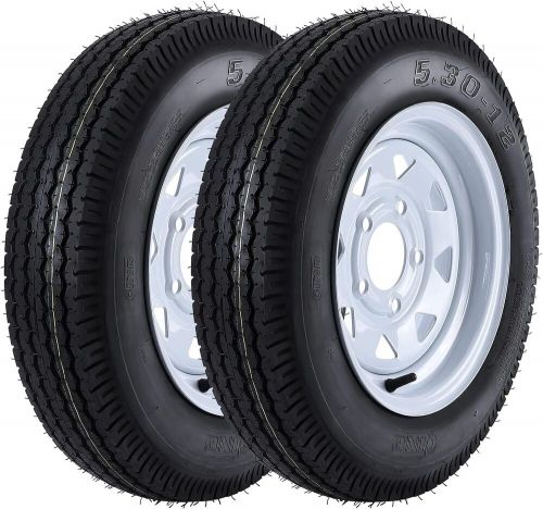 Set of 2 Trailer Tires with 12" Rims 5 Lug on 4.5" 5.30-12 5.30x12 530-12 530 12, US $118.99, image 2