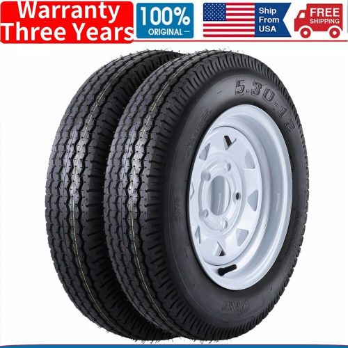 Set of 2 Trailer Tires with 12" Rims 5 Lug on 4.5" 5.30-12 5.30x12 530-12 530 12, US $118.99, image 7