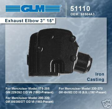 Mercruiser glm 3' riser/exhaust elbow