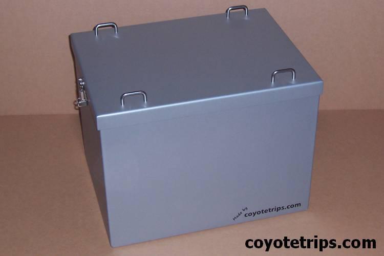 Motorcycle aluminum top case, 36 liters, lift off lid; bmw, klr, tiger, tenere