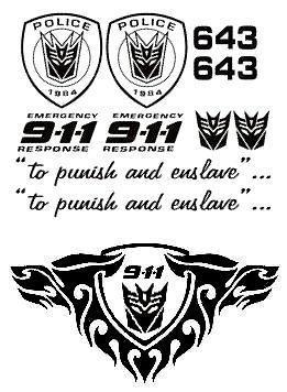 Transformers decepticon car truck 75 x 60cm & 60 x 31.5cm sticker/decal pack
