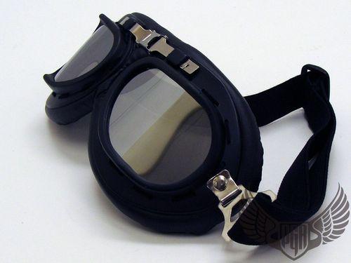 Motorcycle biker choppercruiser helmet aviator pilot goggle chrome