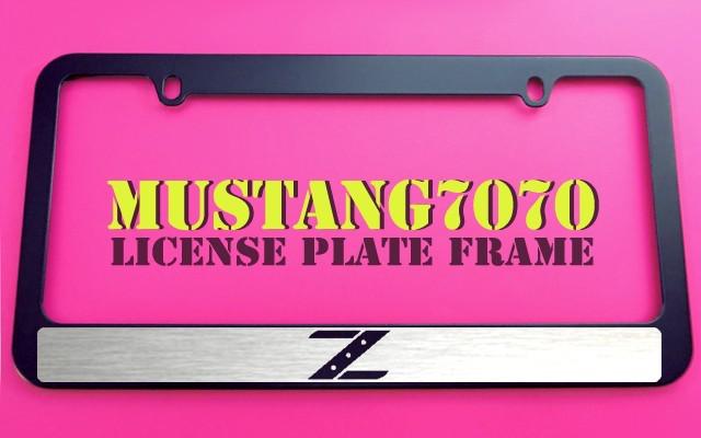 1 brand new nissan z logo halo black metal license plate frame + screw caps