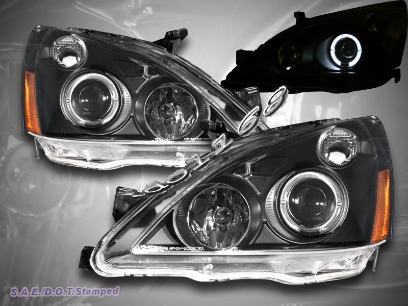 Purchase 0307 Honda Accord Black Housing Projector Halo Headlights