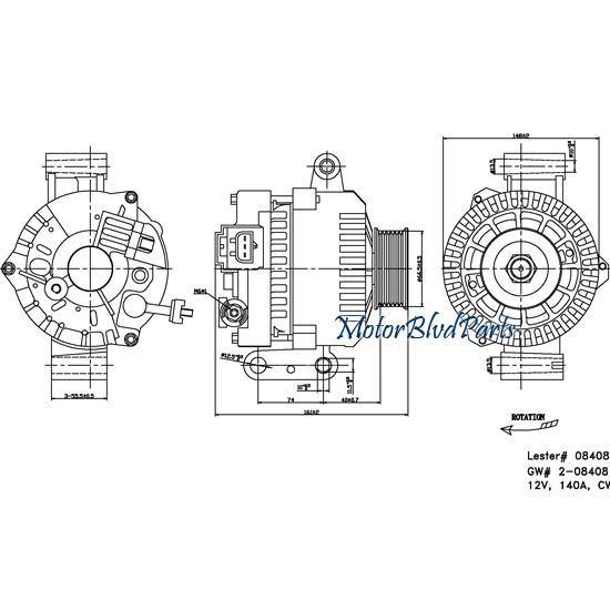 04-07 ford freestar mercury monterey 135a tyc replacement alternator 2-08408